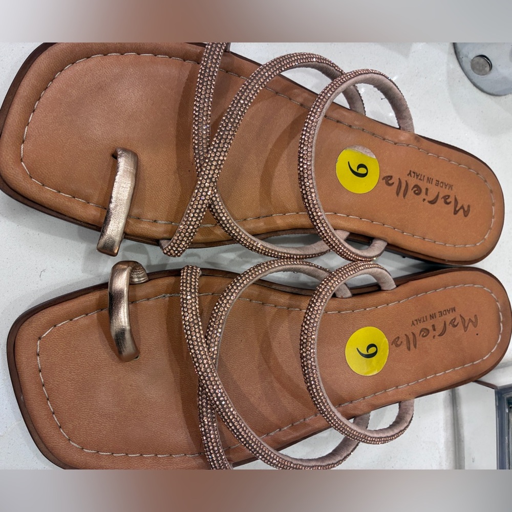 Women's Tan jeweled Italian Sandals
